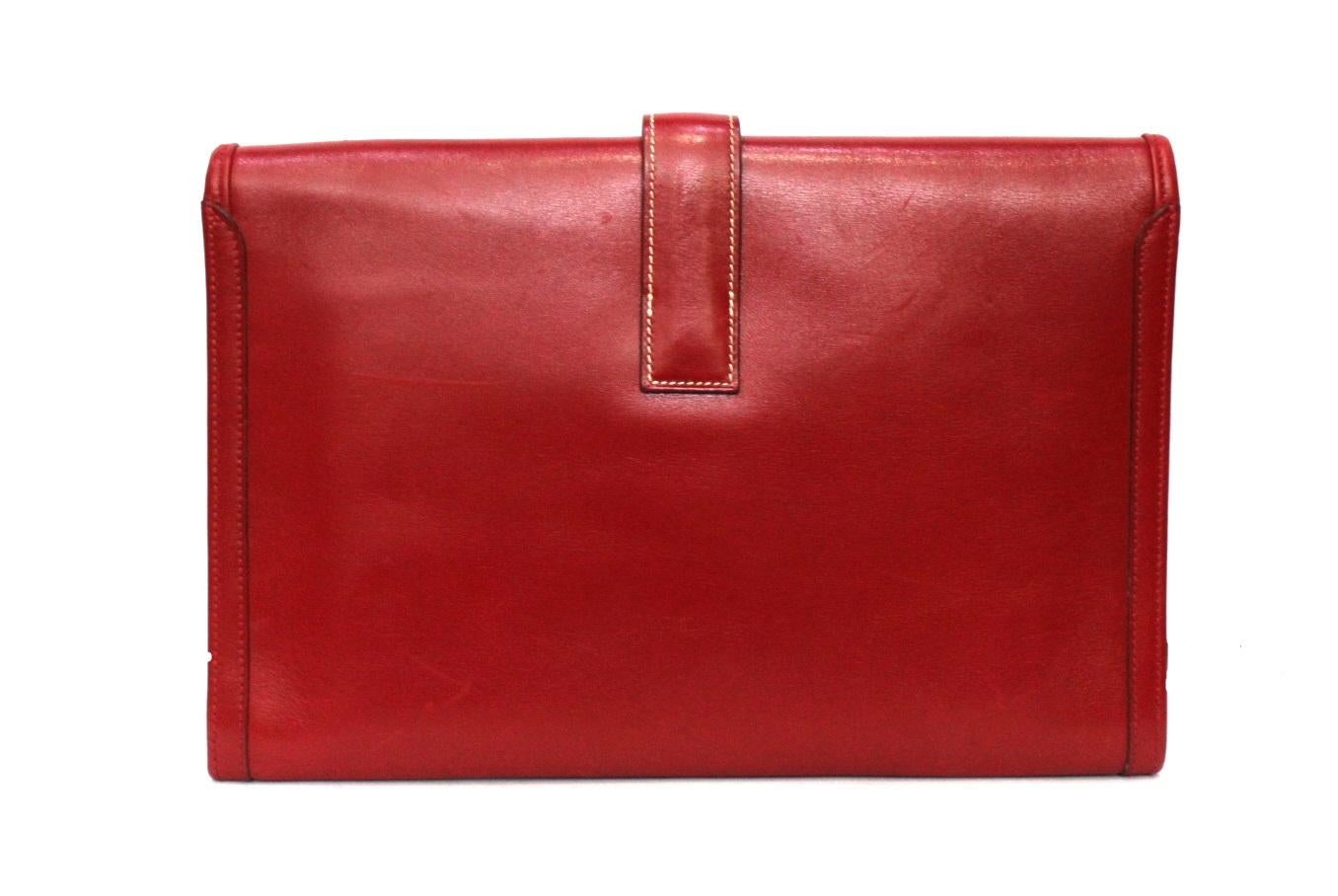 1994 Hermès Red Leather Jige Bag In Good Condition In Torre Del Greco, IT