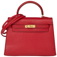 1994 Hermès Rouge Vif Courchevel Leather Vintage Kelly 15cm Sellier