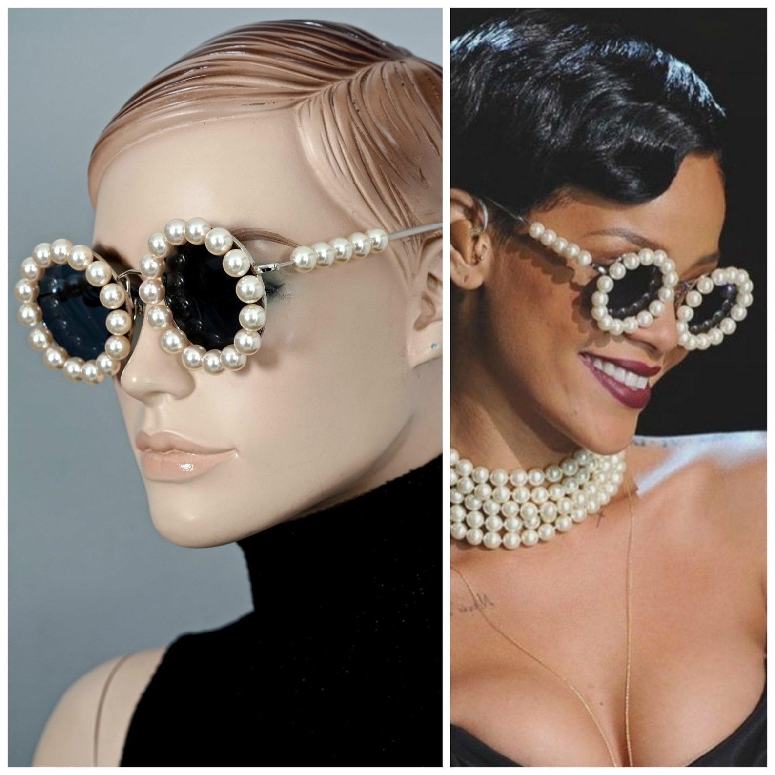 1994 Iconic CHANEL Pearl Round Sunglasses For Sale 2