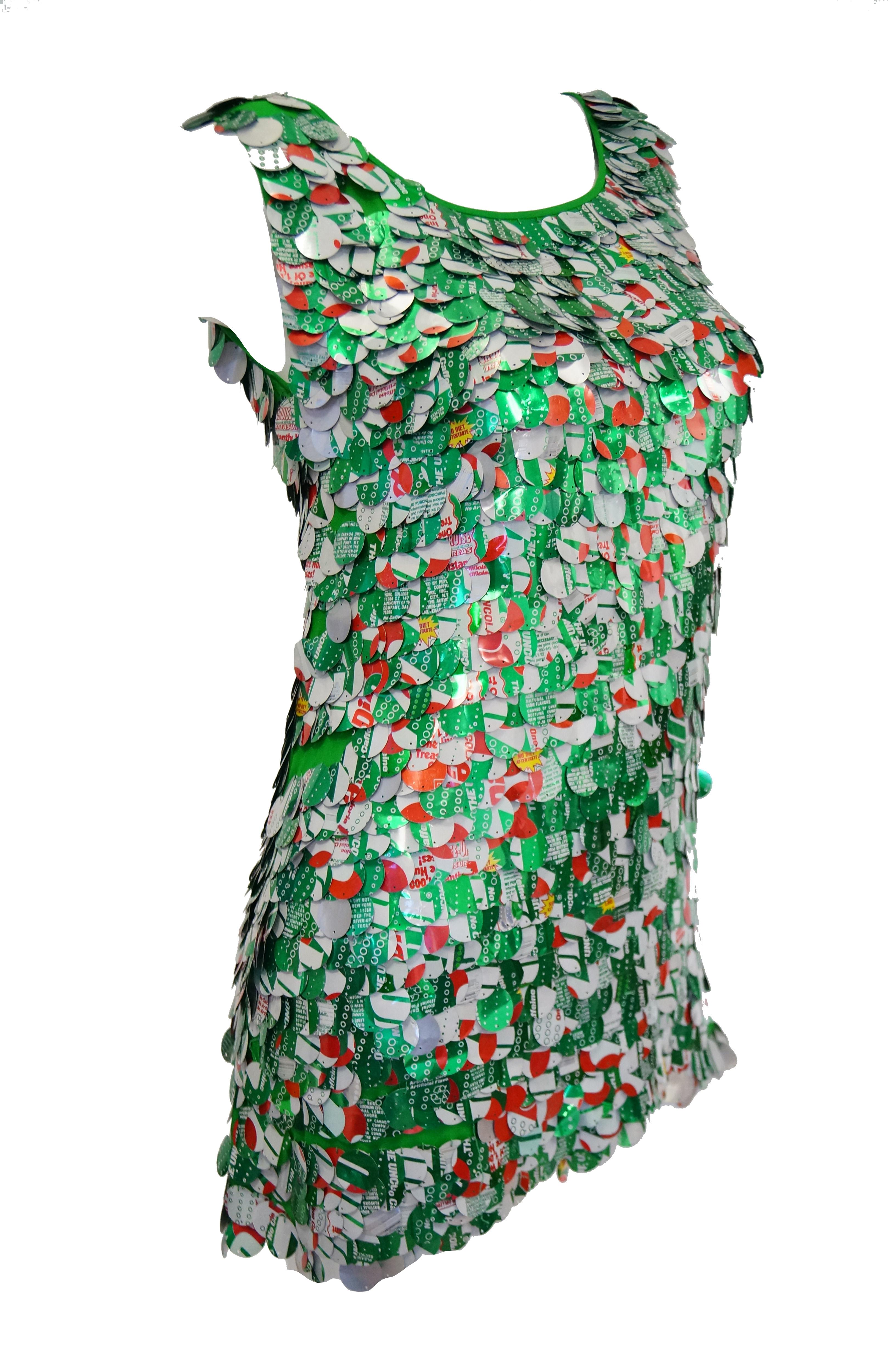 1994 Isaac Mizrahi Runway Green Aluminium Paillette Diet 7-Up-Kleid 3
