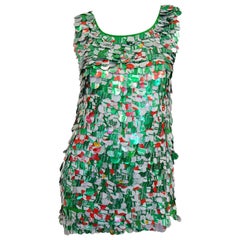 1994 Isaac Mizrahi Runway Green Aluminium Paillette Diet 7-Up Dress