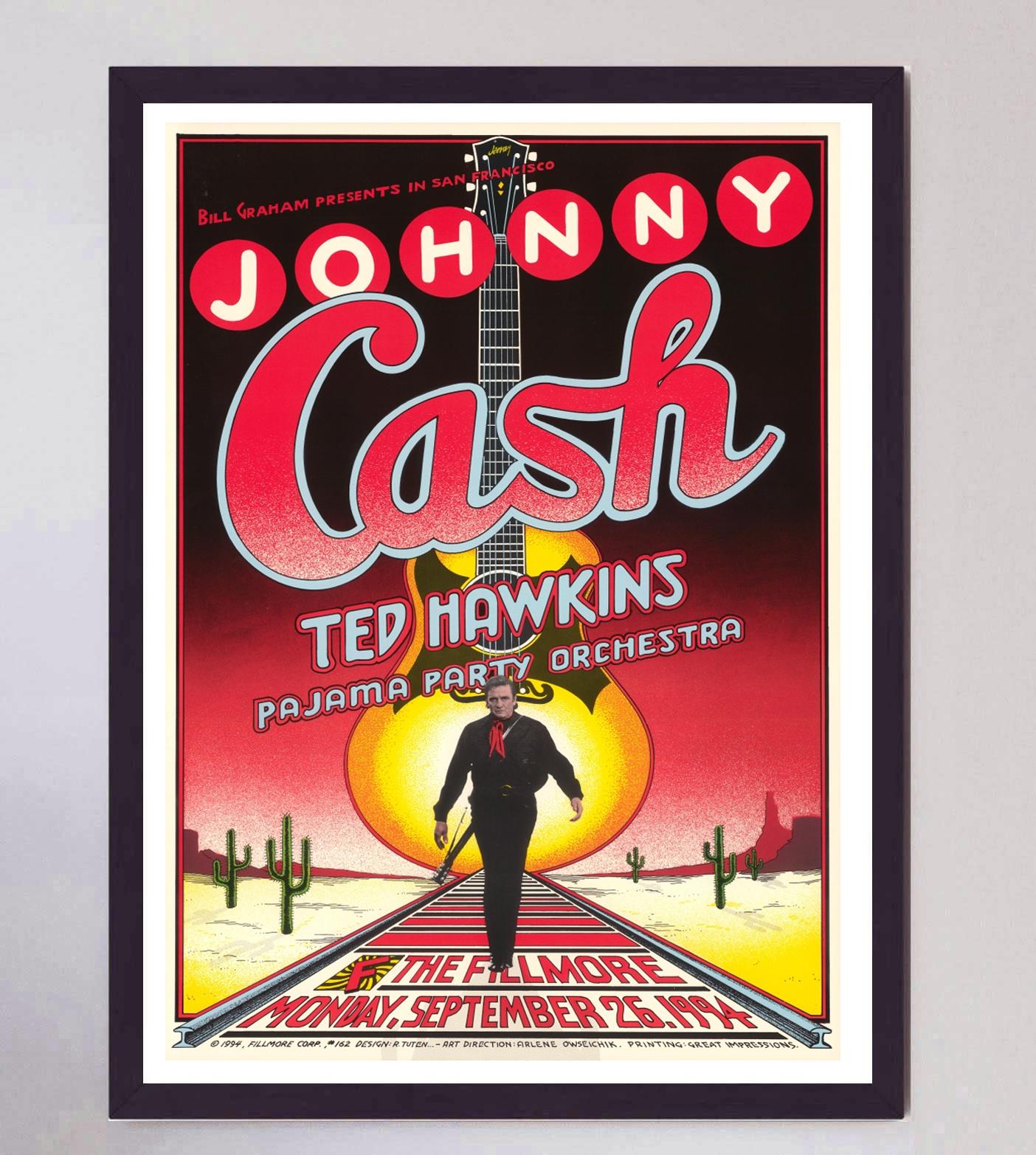 Fin du 20e siècle Johnny Cash - The Fillmore - Affiche vintage originale, 1994 en vente