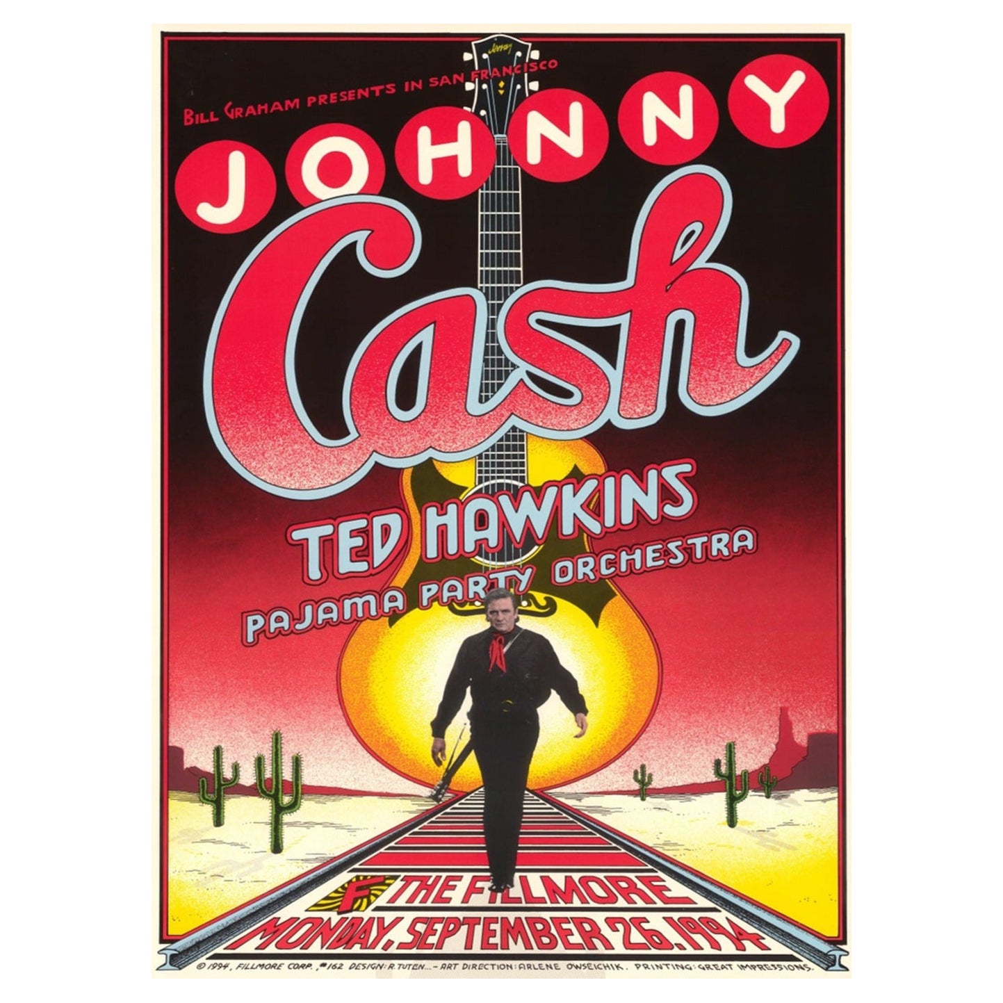 1994 Johnny Cash - Il Fillmore - Poster originale d'epoca in vendita