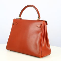 1994 Kelly 28 Hermes Handbag Leather vintage Box Burgundy