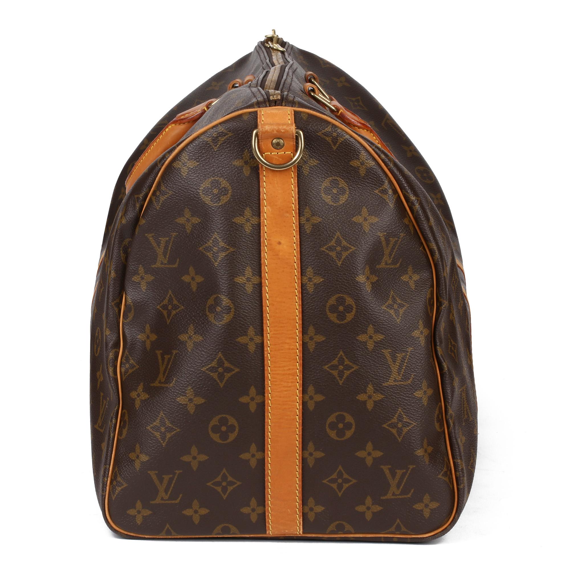 1994 Louis Vuitton Brown Monogram Canvas & Vachetta Vintage 55 Bandoulière In Good Condition In Bishop's Stortford, Hertfordshire