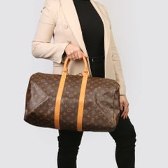 1994 Louis Vuitton Brown Monogram Coated Canvas & Vachetta Vintage Keepall 45