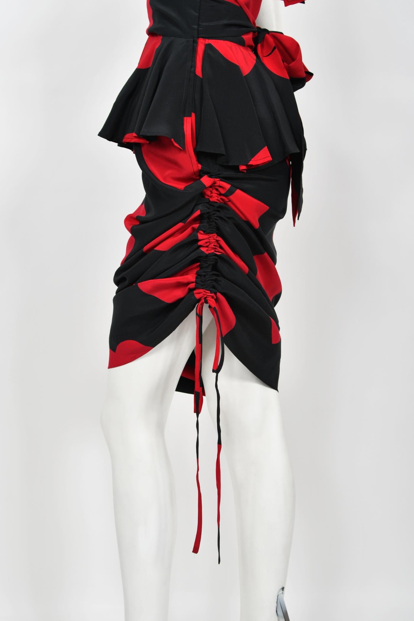 1994 Moschino Couture Documented 'Heartbreaker' Print Silk Convertible Dress For Sale 9
