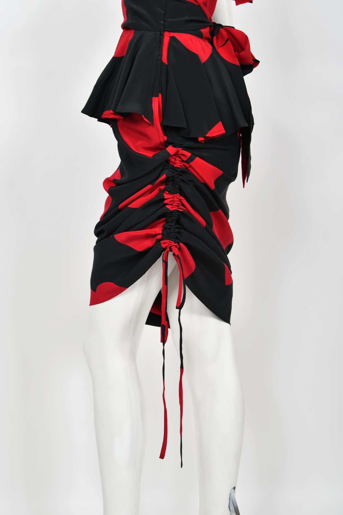 1994 Moschino Couture Documented 'Heartbreaker' Print Silk Convertible Dress  For Sale 9