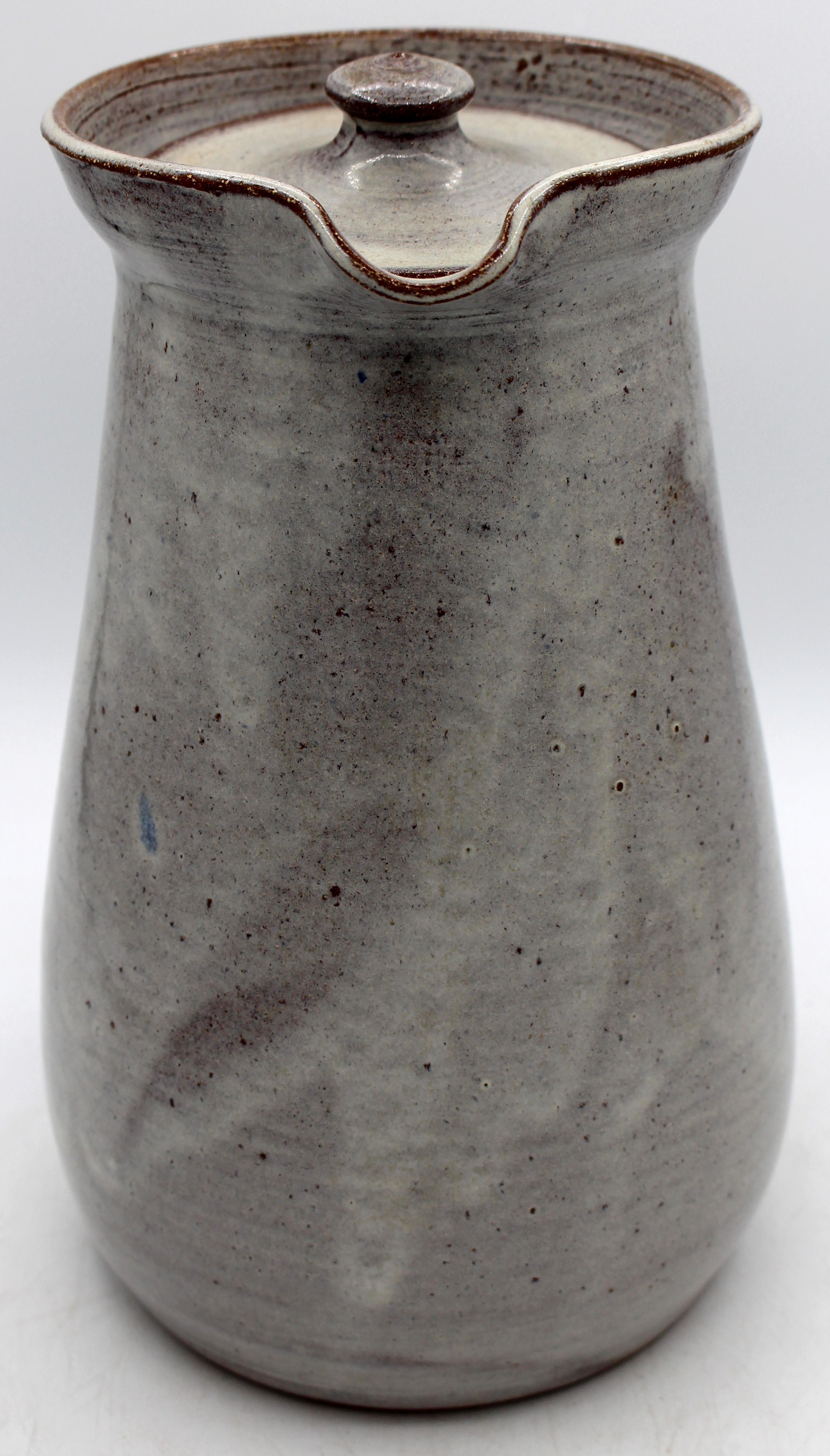 Post-Modern 1994 North Carolina Sid Luck Large Pottery Lidded Pitcher For Sale