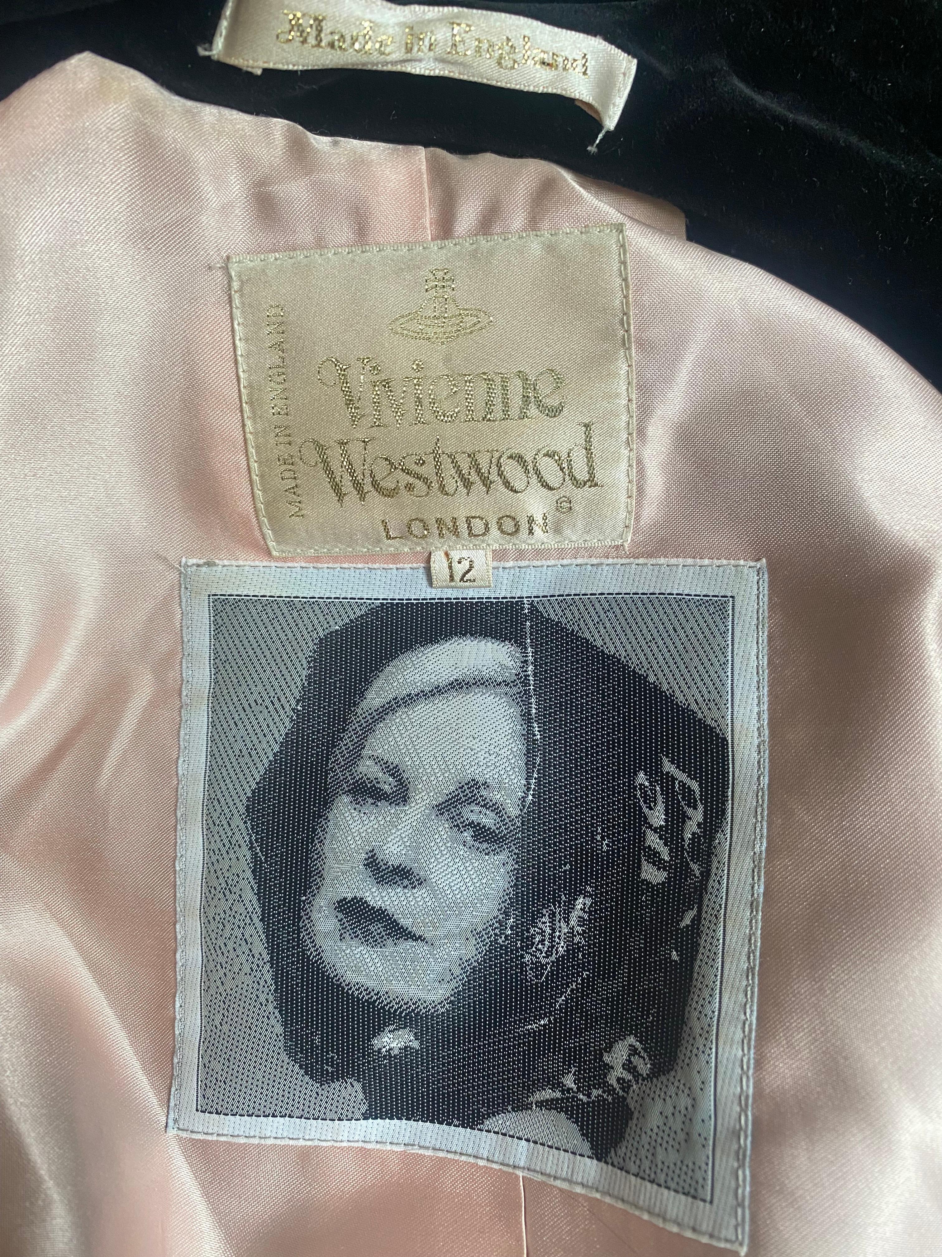 1994 'On Liberty' Vivienne Westwood Couture Velvet Frock Coat  In Excellent Condition For Sale In London, GB