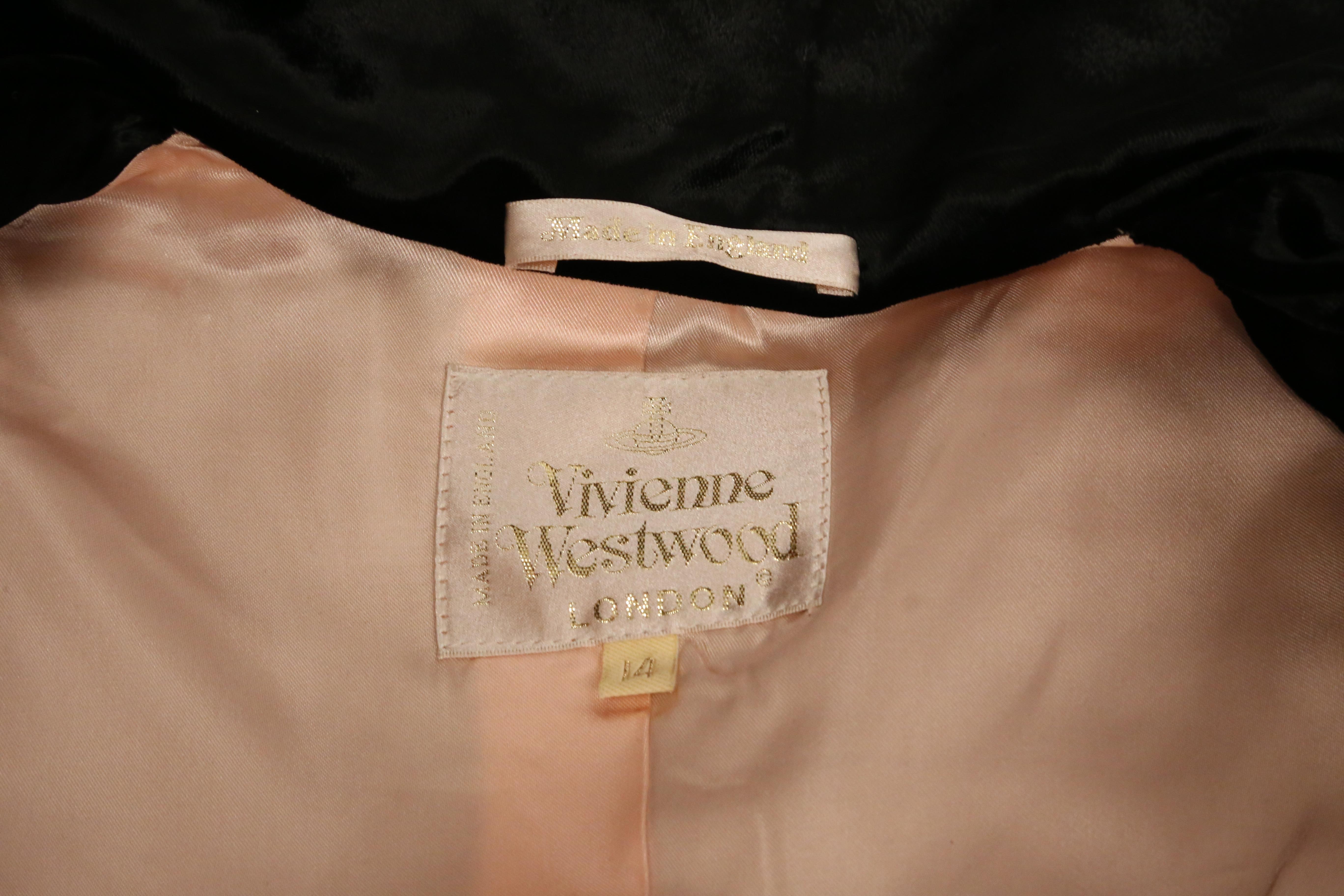 1994 'On Liberty' VIVIENNE WESTWOOD Abrigo de terciopelo para pasarela en venta 2