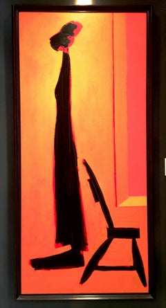 1994 Original Oil on Canvas Life Size Painting "Lady & Chair" by, Alan Weinstein