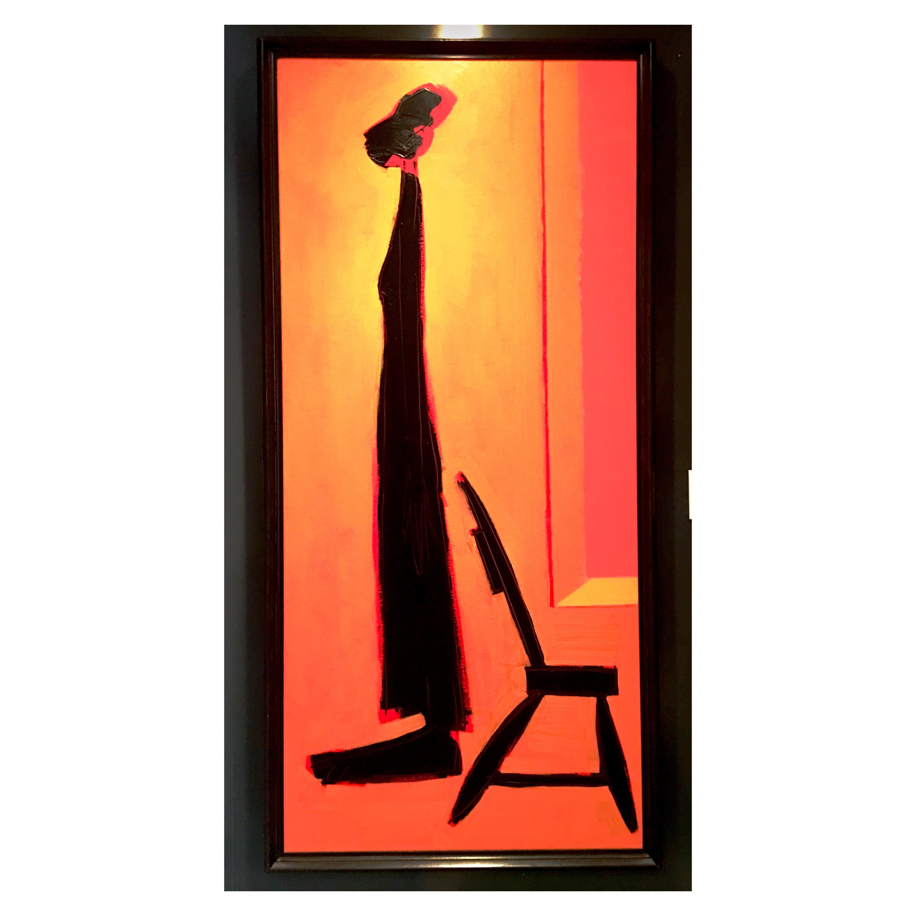 1994 Original Oil on Canvas Life Size Painting "Lady & Chair" by, Alan Weinstein For Sale