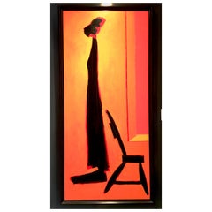 1994 Original Oil on Canvas Life Size Painting "Lady & Chair" by, Alan Weinstein