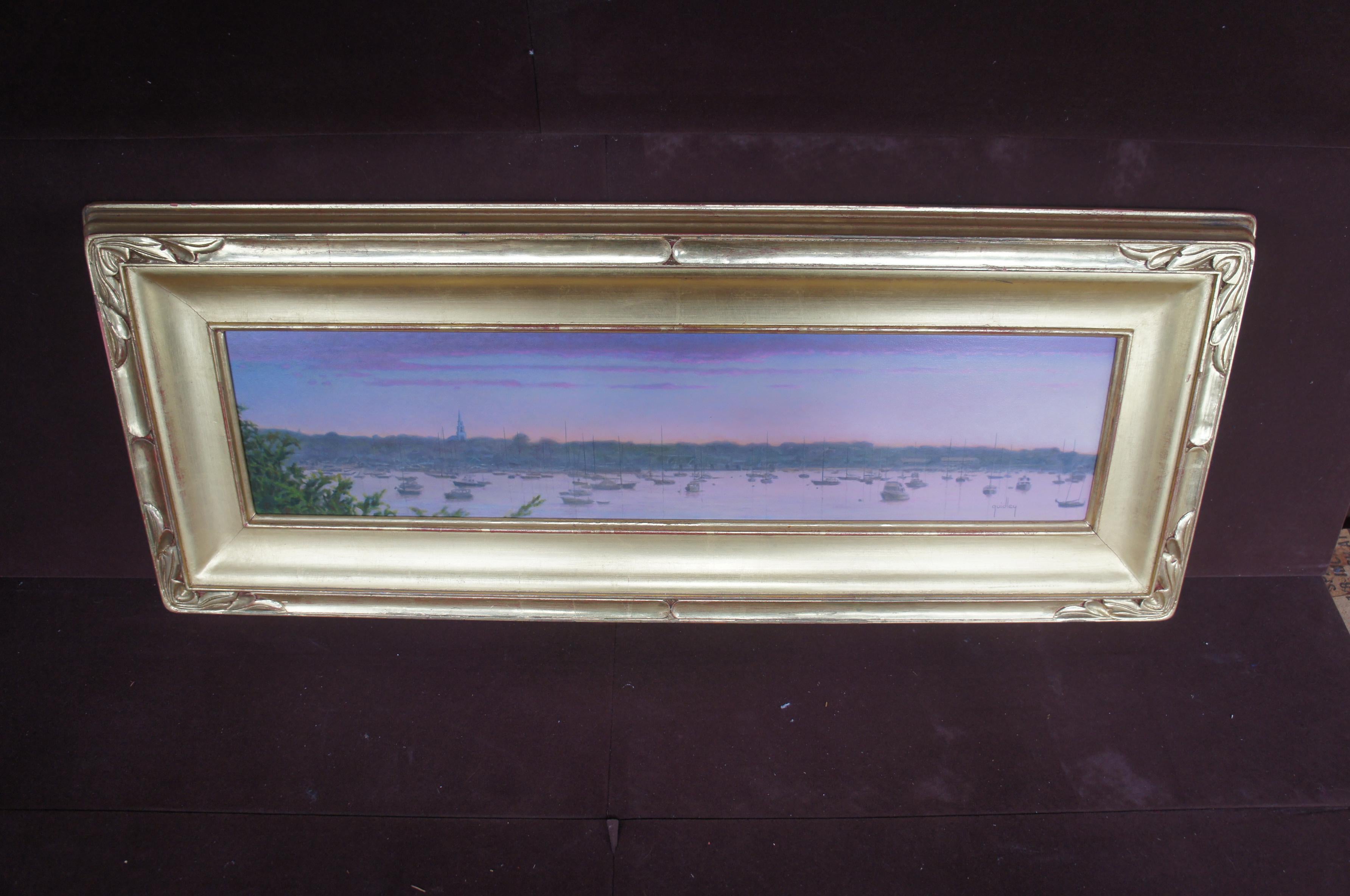 1994 Peter Quidley Monomoy Nantucket Martime Harbor Sunset Oil Painting For Sale 7