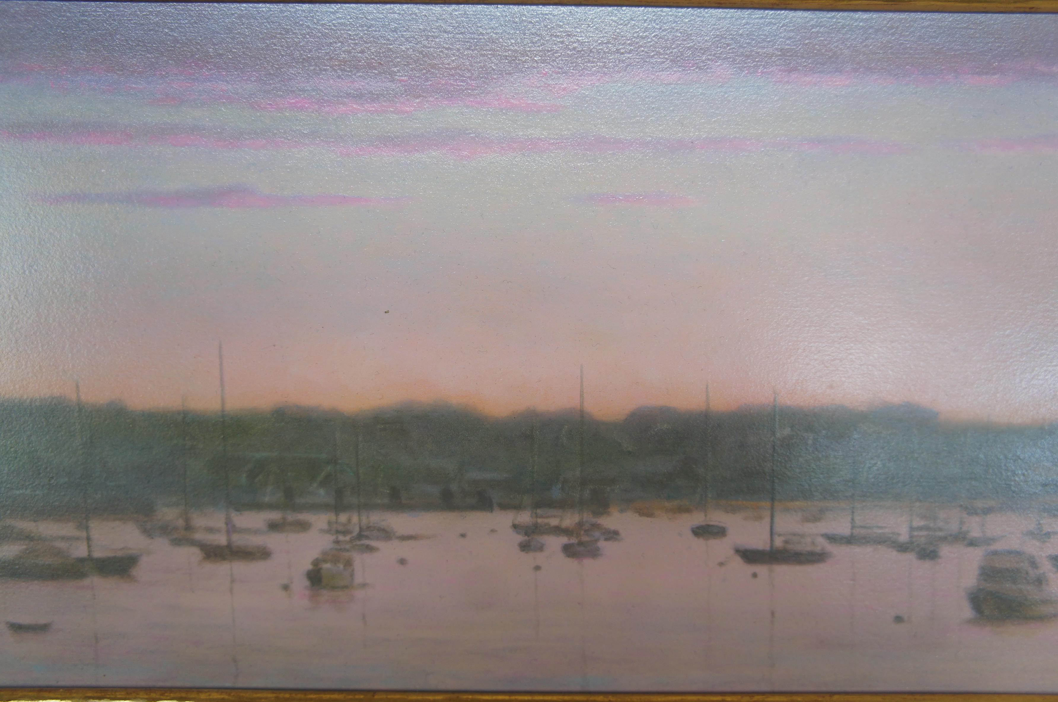 Canvas 1994 Peter Quidley Monomoy Nantucket Martime Harbor Sunset Oil Painting For Sale