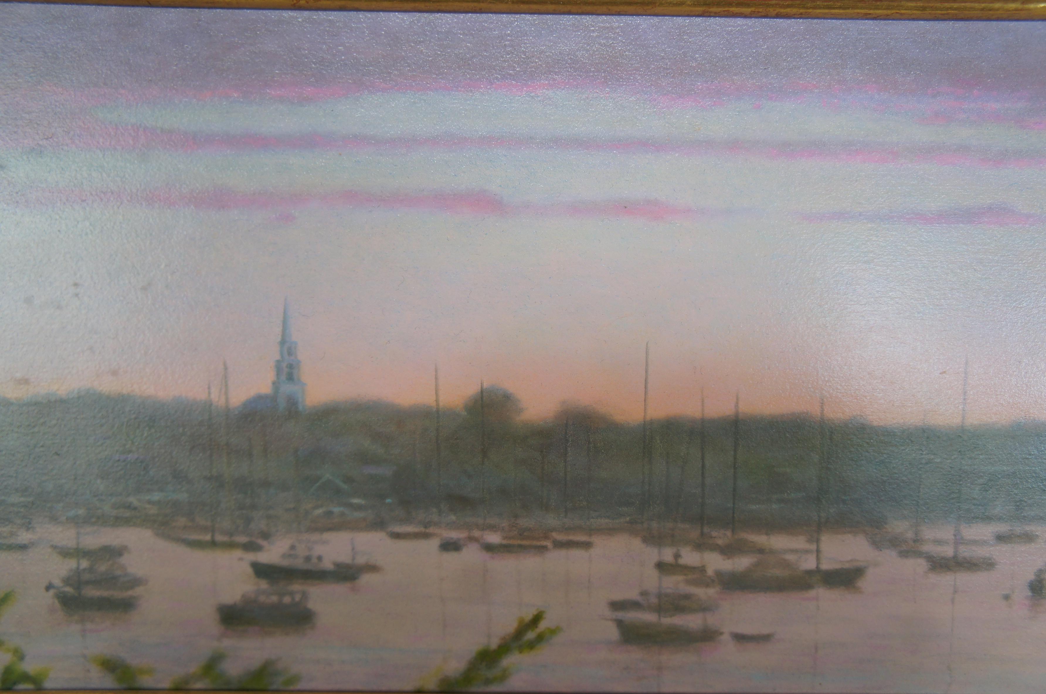 1994 Peter Quidley Monomoy Nantucket Martime Harbor Sunset Oil Painting For Sale 1