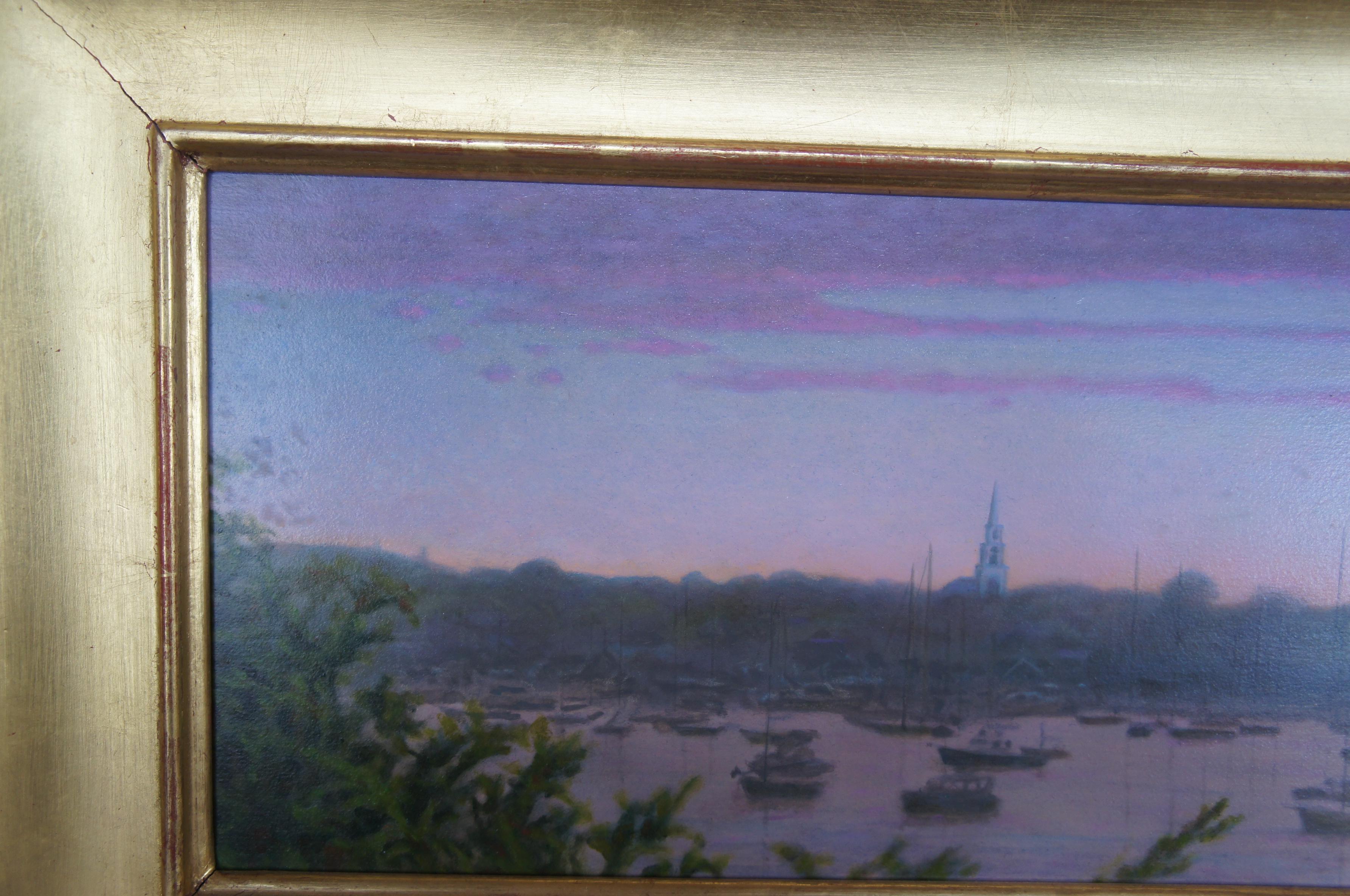 1994 Peter Quidley Monomoy Nantucket Martime Harbor Sunset Oil Painting For Sale 2