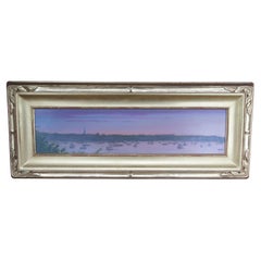 Vintage 1994 Peter Quidley Monomoy Nantucket Martime Harbor Sunset Oil Painting