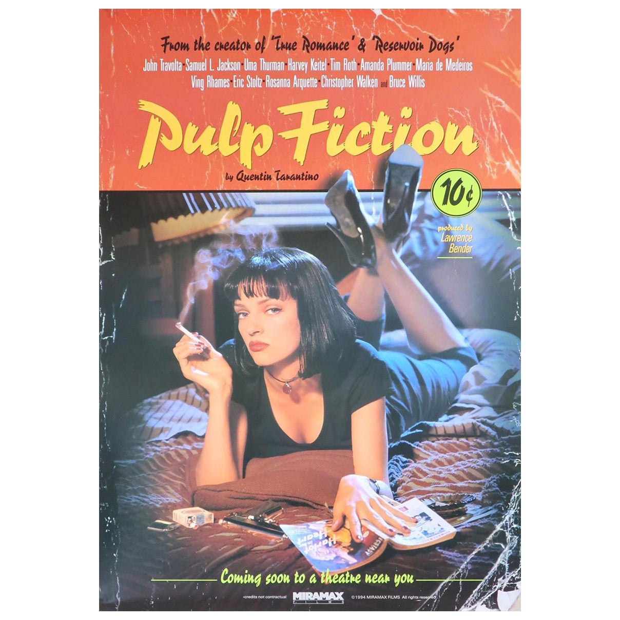 1994 Pulp Fiction Lucky Strike Poster originale d
epoca in vendita