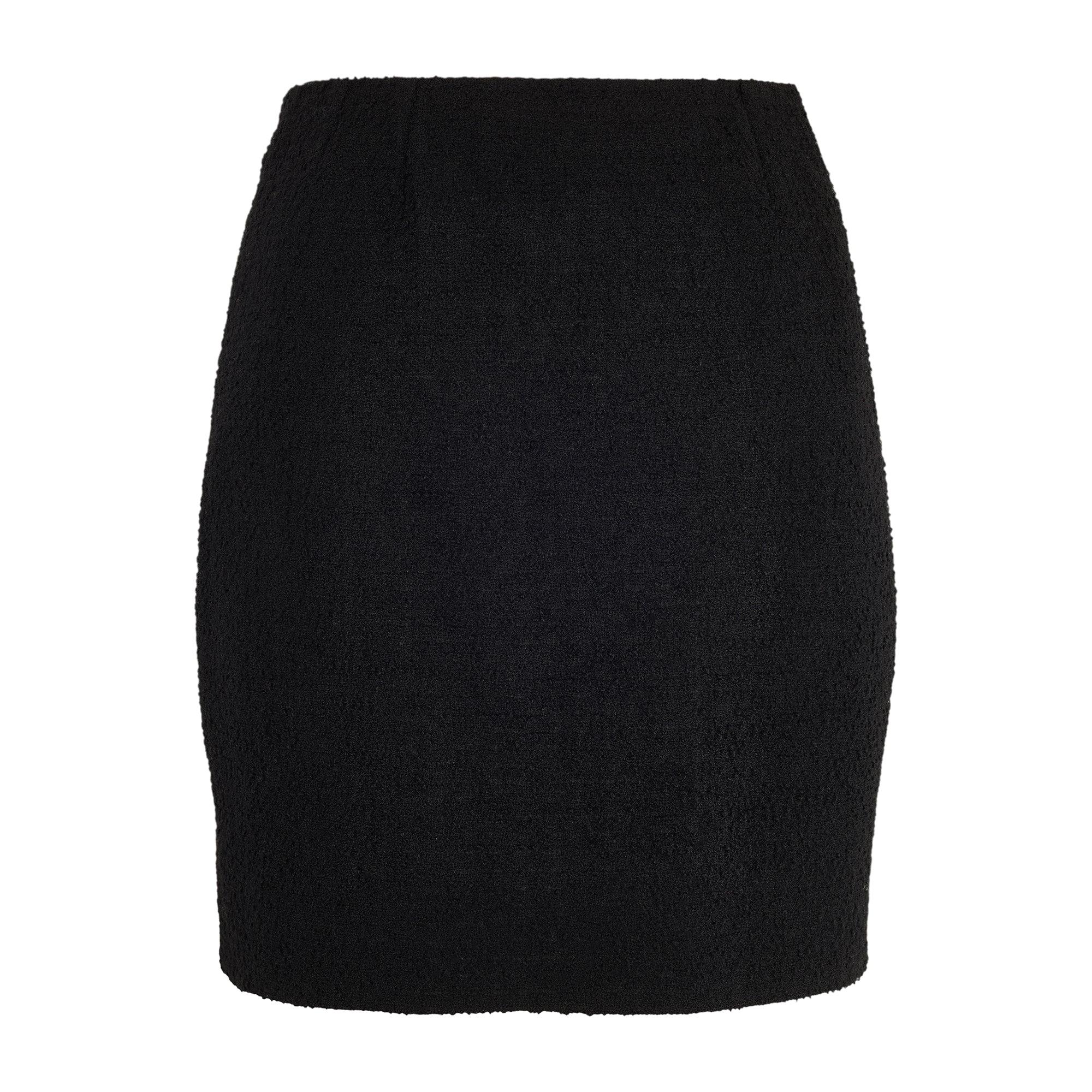 Donna 1994 Runway Chanel Haute Couture Abito con Gonna in Lana Boucle Nero in vendita