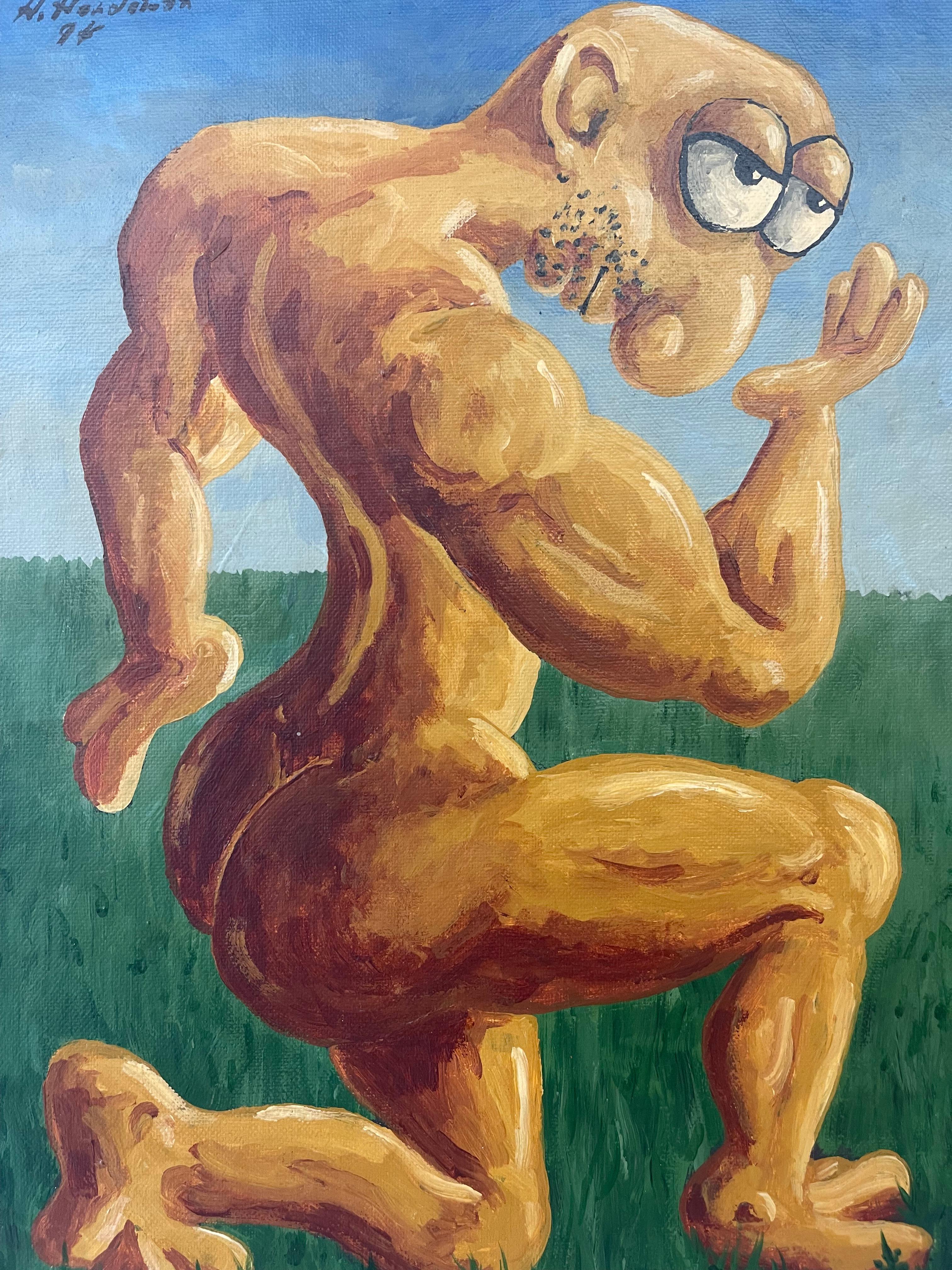 1994 Surrealistische figurative Malerei mit muskulösem Charakter von H. Hordovan (Ende des 20. Jahrhunderts) im Angebot