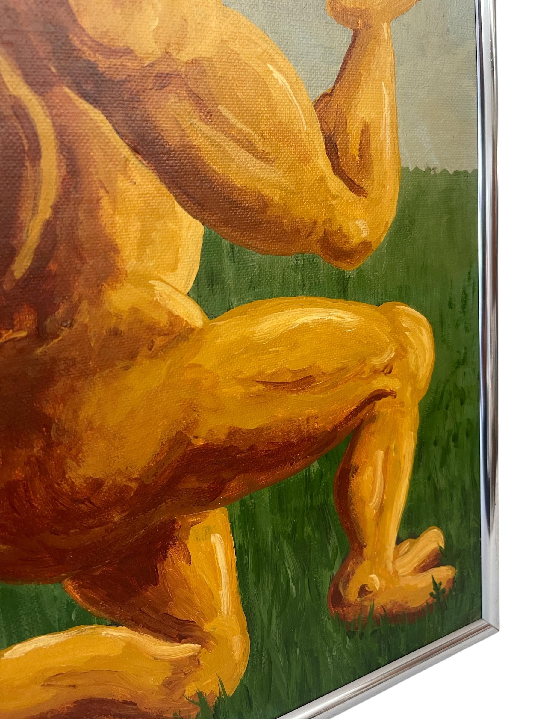 1994 Surrealist Figurative Painting of Muscular Character by H. Hordovan For Sale 2
