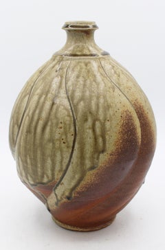 1994 Swirlled Body Pottery Frogskin Vase by Ben Owen III