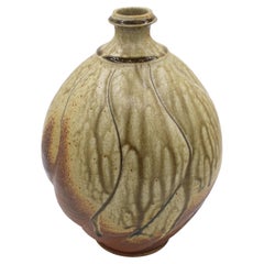 1994 Swirlled Body Pottery Frogskin Vase by Ben Owen III