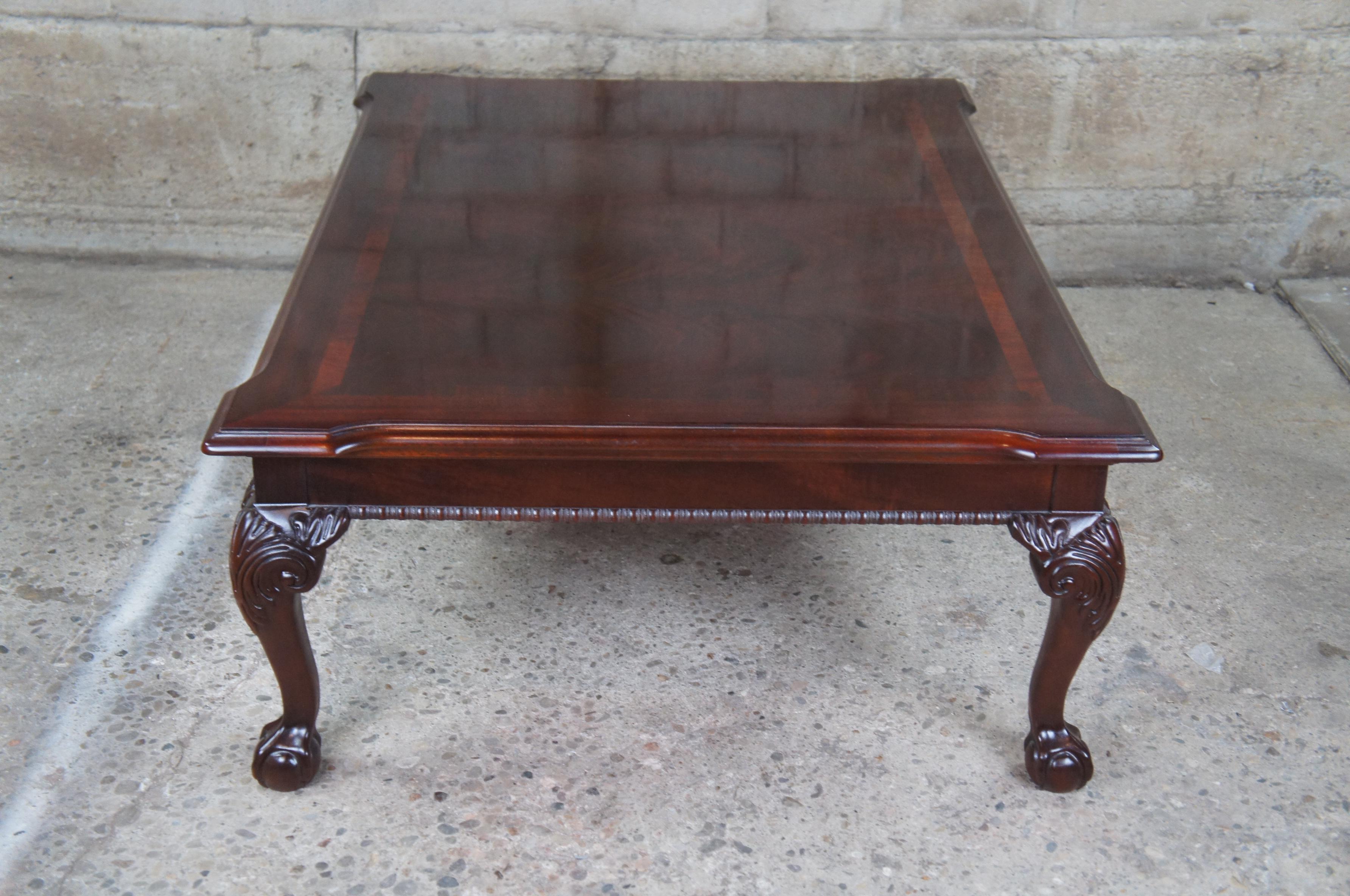 1994 Thomasville Flame Mahogany Chippendale Ball Claw Coffee Cocktail Table 1