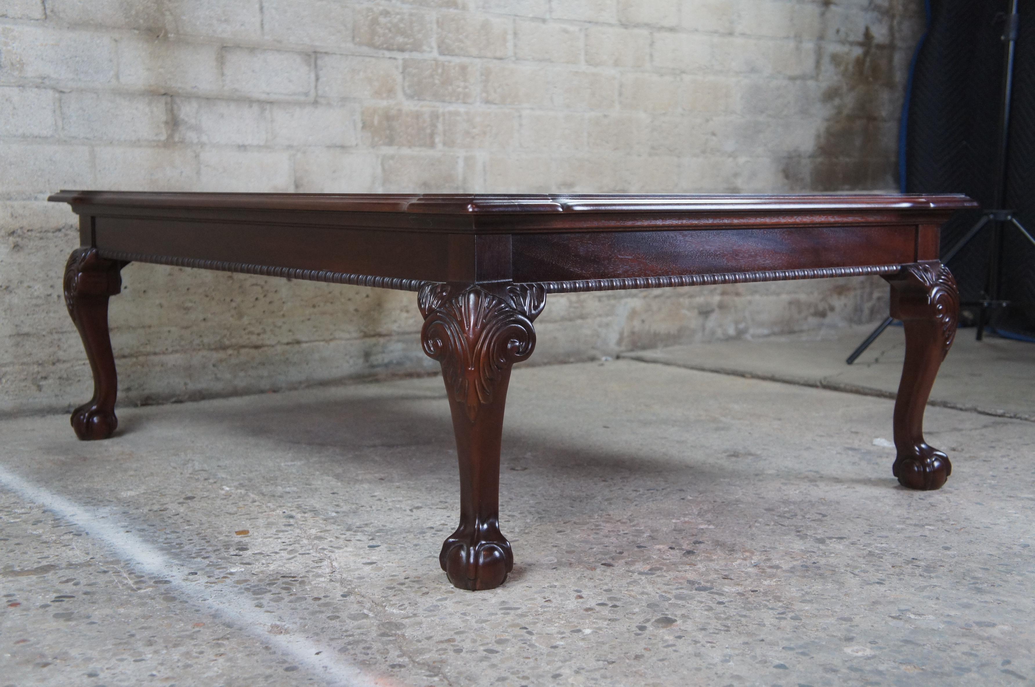 1994 Thomasville Flame Mahogany Chippendale Ball Claw Coffee Cocktail Table 2