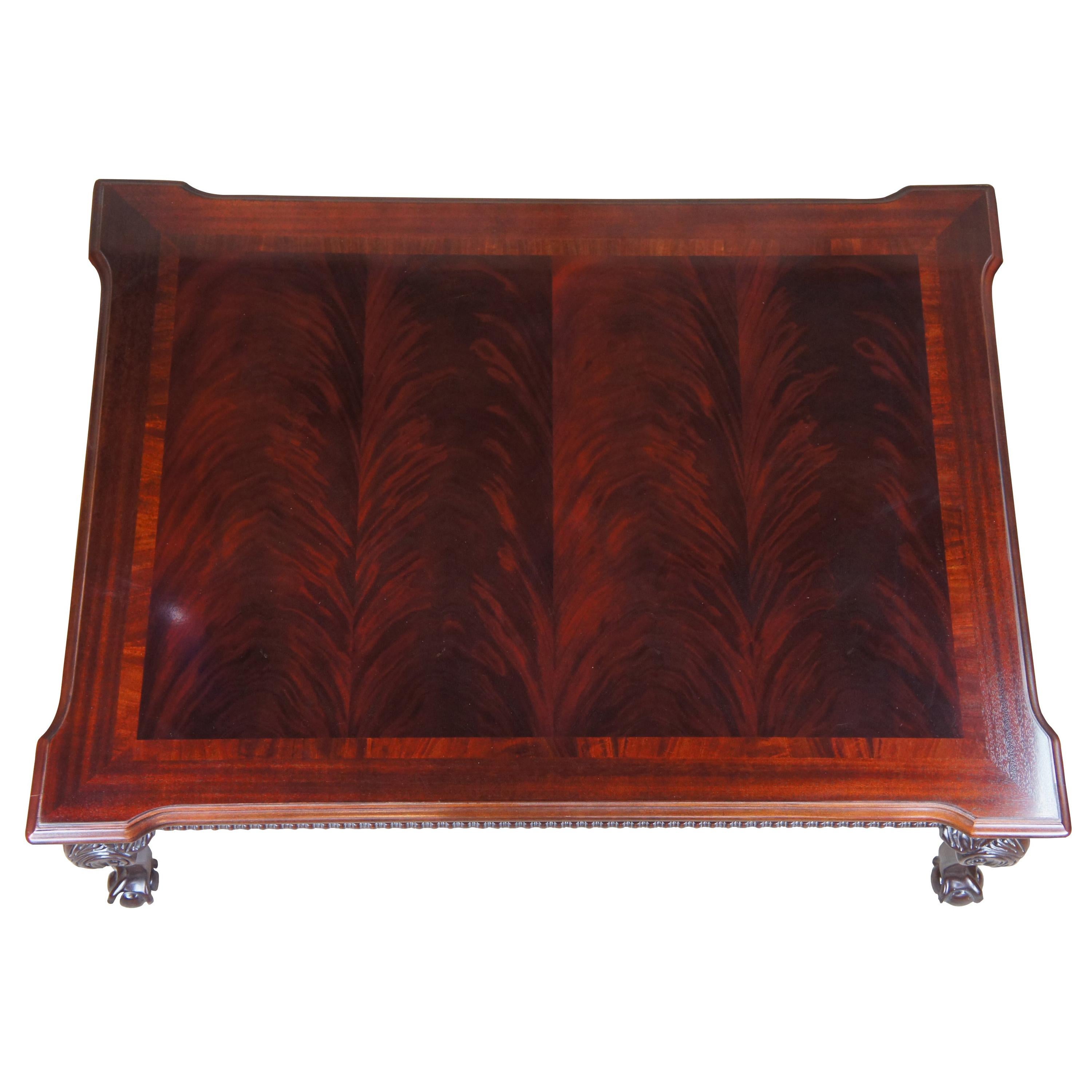 1994 Thomasville Flame Mahogany Chippendale Ball Claw Coffee Cocktail Table