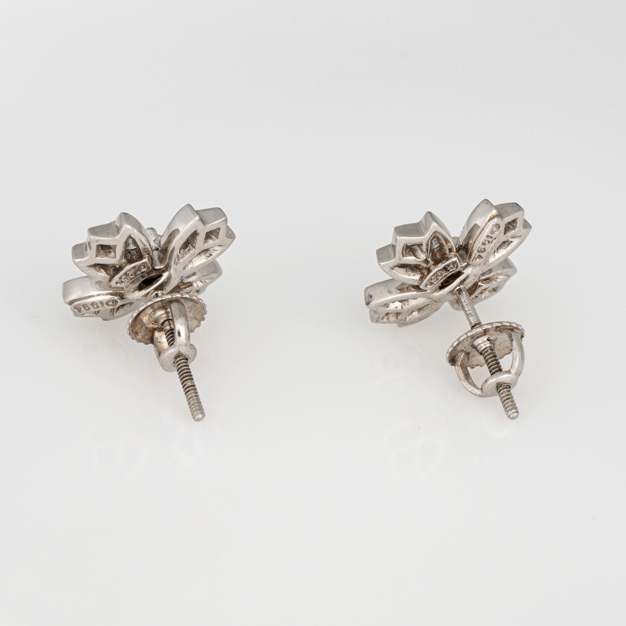 1994 Tiffany & Co Diamant-Blumen-Ohrringe aus Platin mit Blumenmuster, signiert, Vintage (Moderne) im Angebot