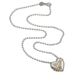 1994 Tiffany & Co. Sterling Silver & 18K Yellow Gold Heart Necklace