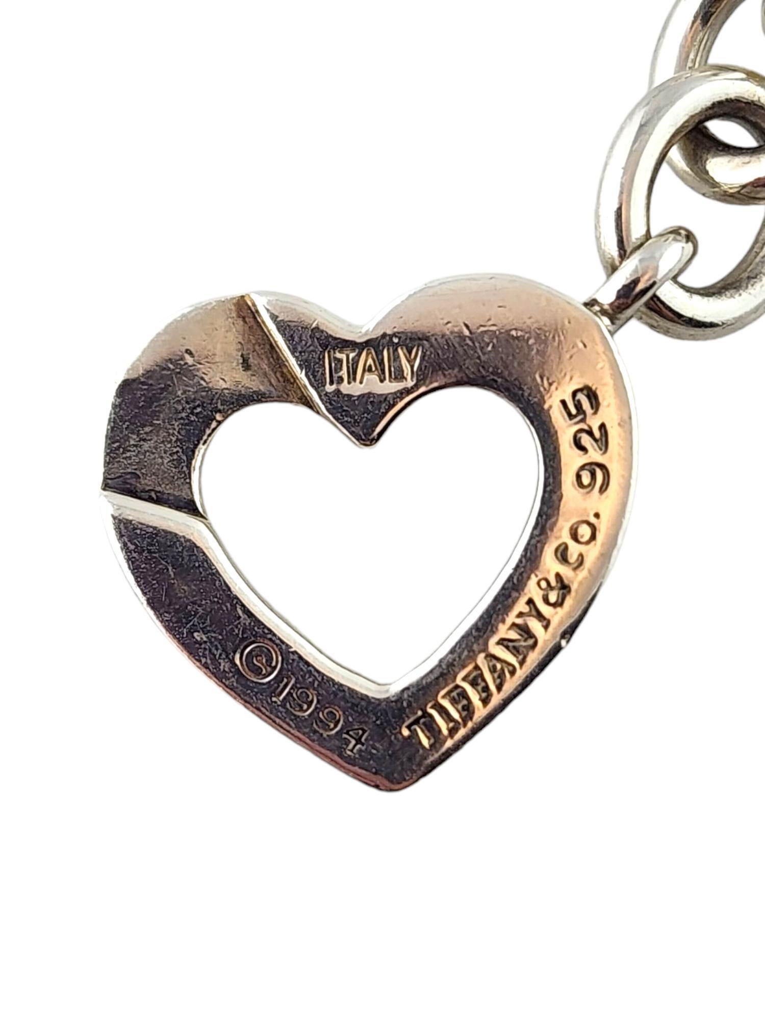 1994 Tiffany & Co Sterling Silver Heart Arrow Toggle Chain Link Necklace #18277 1