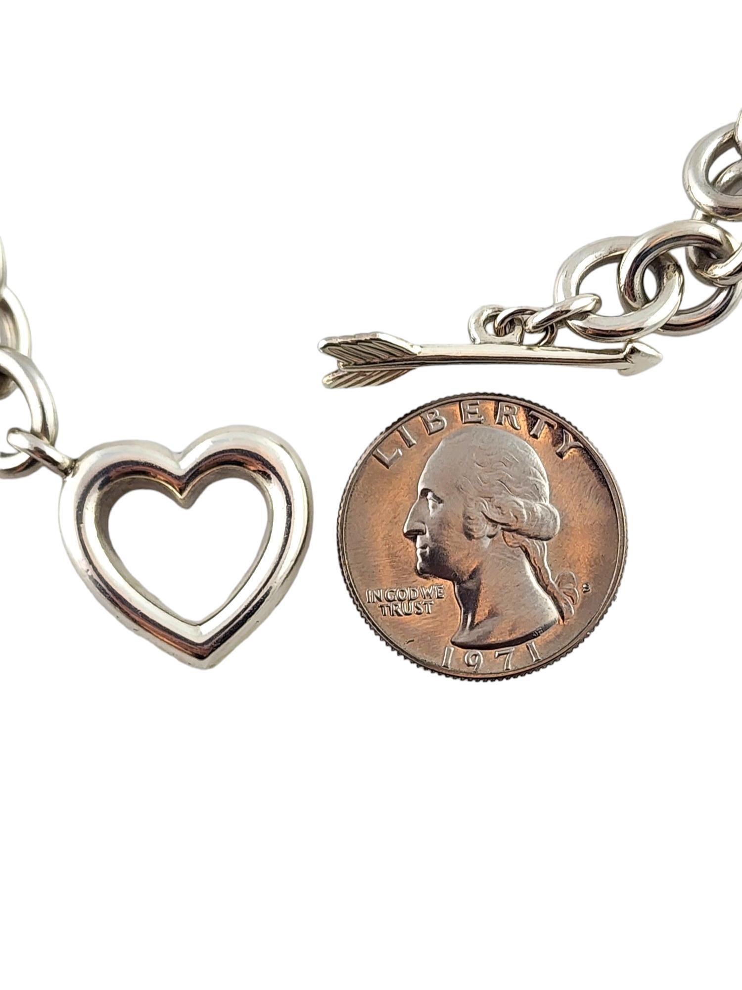 1994 Tiffany & Co Sterling Silver Heart Arrow Toggle Chain Link Necklace #18277 2