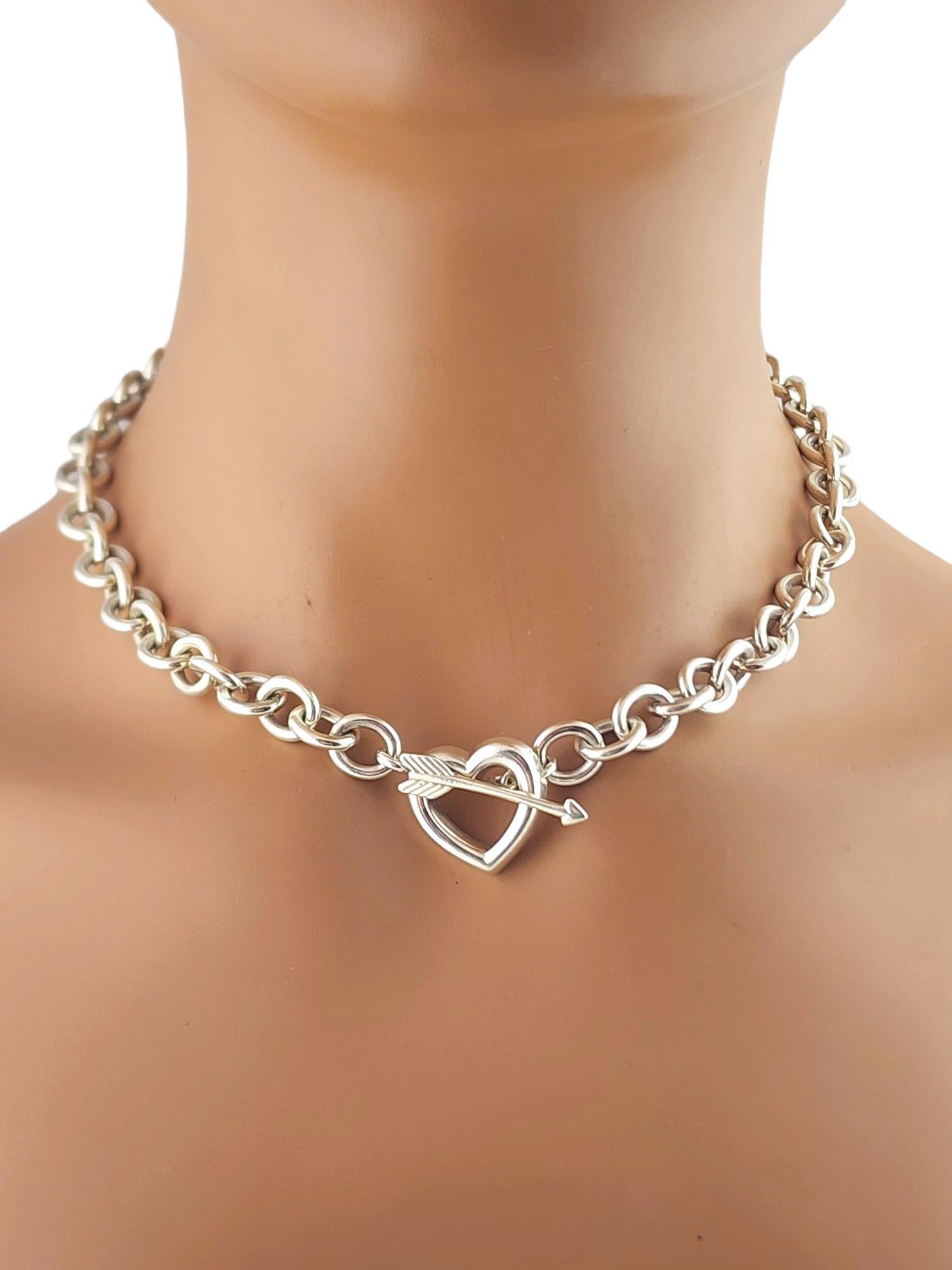 1994 Tiffany & Co Sterling Silver Heart Arrow Toggle Chain Link Necklace #18277 3