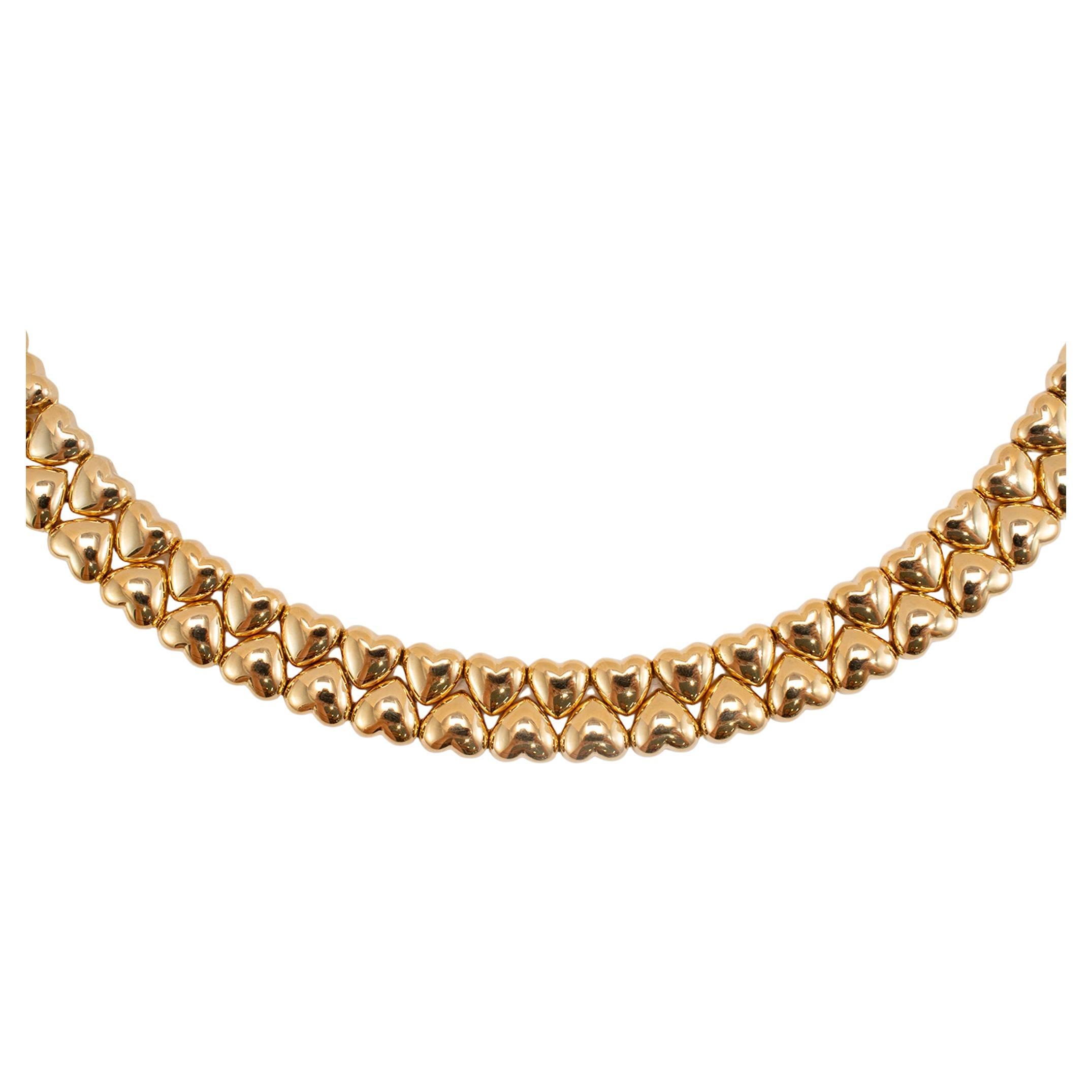 1994 Vintage Cartier Herz Collier 18K Gelbgold Choker Halskette im Zustand „Hervorragend“ im Angebot in Houston, TX
