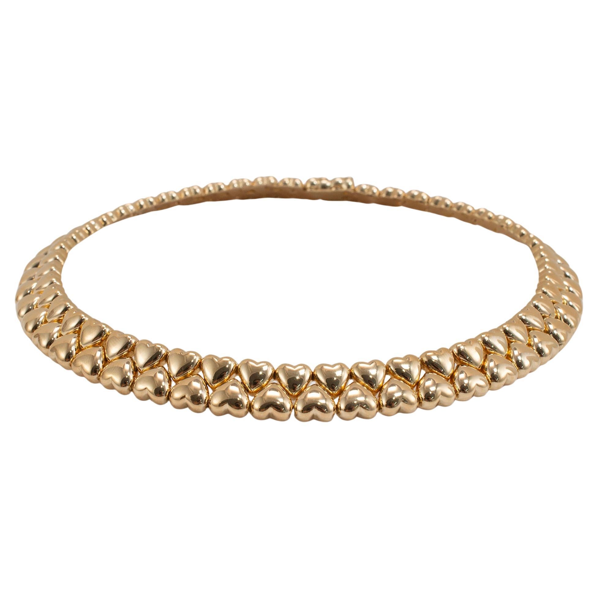 1994 Vintage Cartier Heart Collier 18K Yellow Gold Choker Necklace