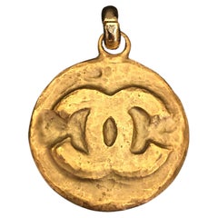1994 Vintage CHANEL Gold Toned Byzantine CC Medallion Charm 