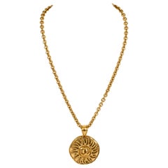 1994 Vintage Chanel Large Sun Logo Pendant Necklace