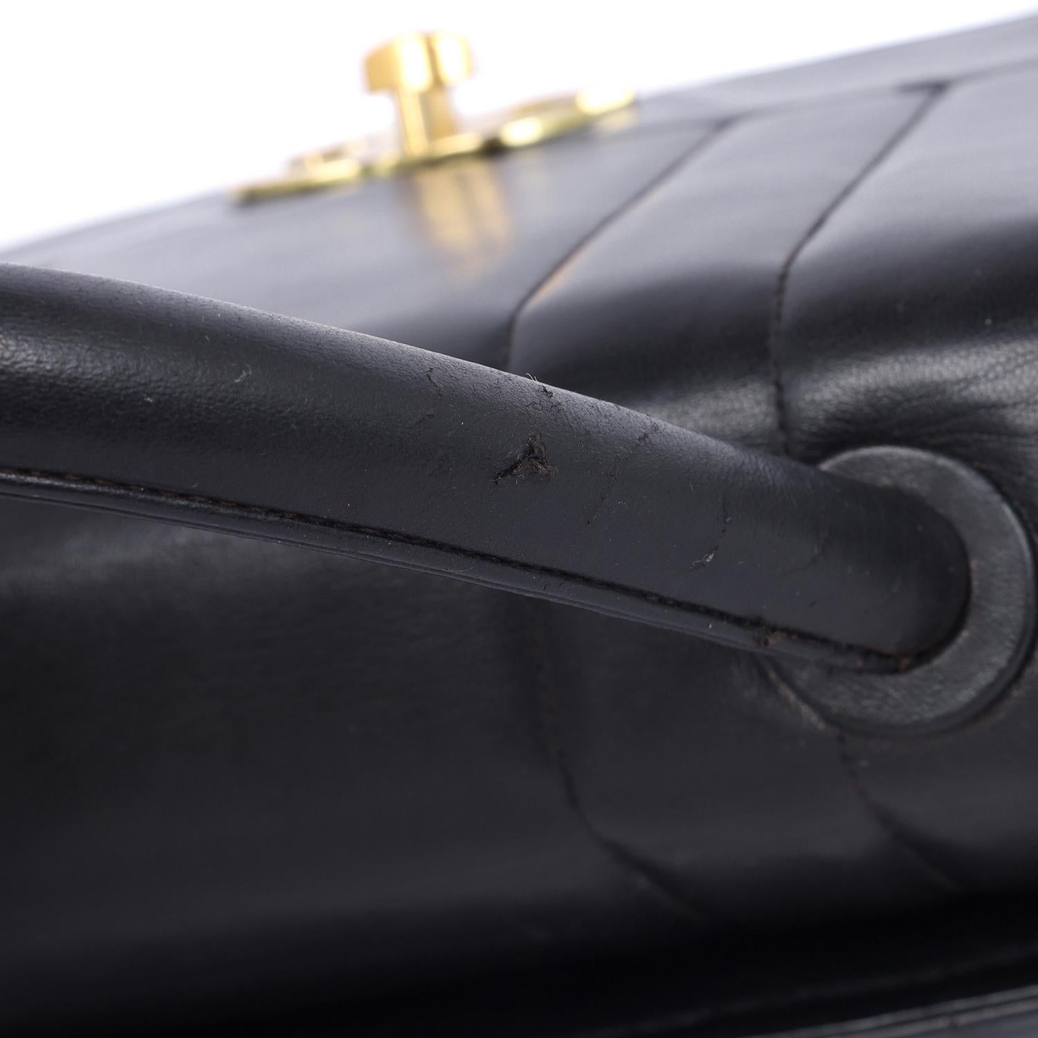1994 Vintage Chanel Mademoiselle Jumbo Flap Top Handle Bag For Sale 7