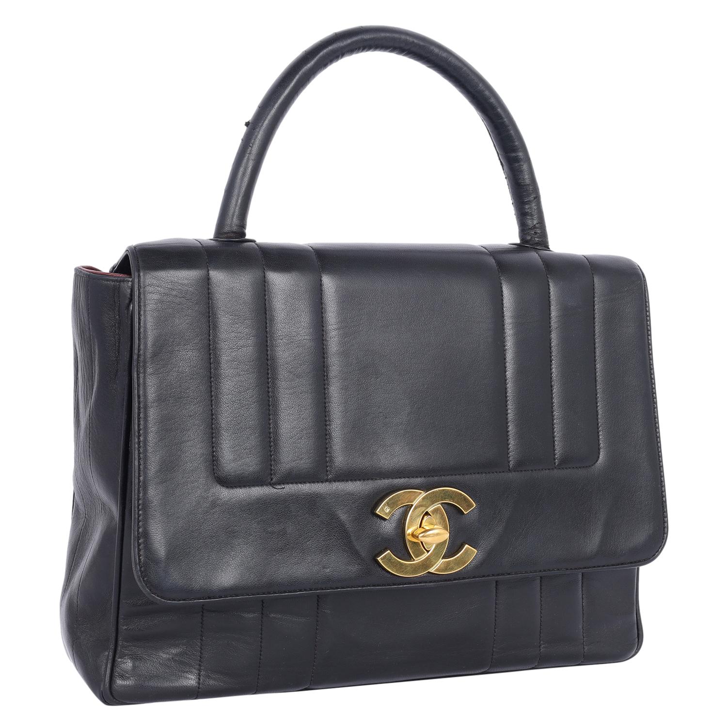 1994 Vintage Chanel Mademoiselle Jumbo Flap Top Handle Bag In Good Condition For Sale In Salt Lake Cty, UT