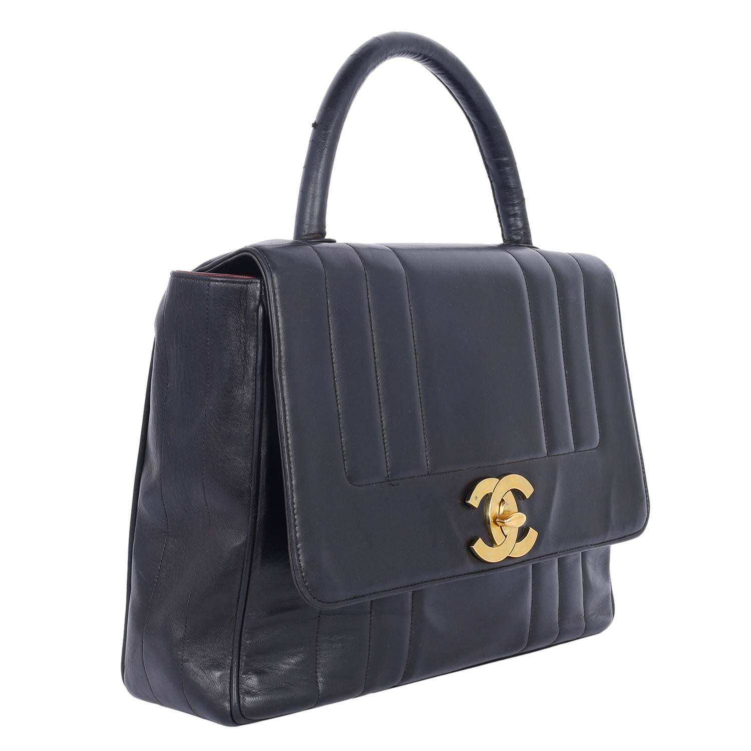 1994 Vintage Chanel Mademoiselle Jumbo Flap Top Handle Bag For Sale 1