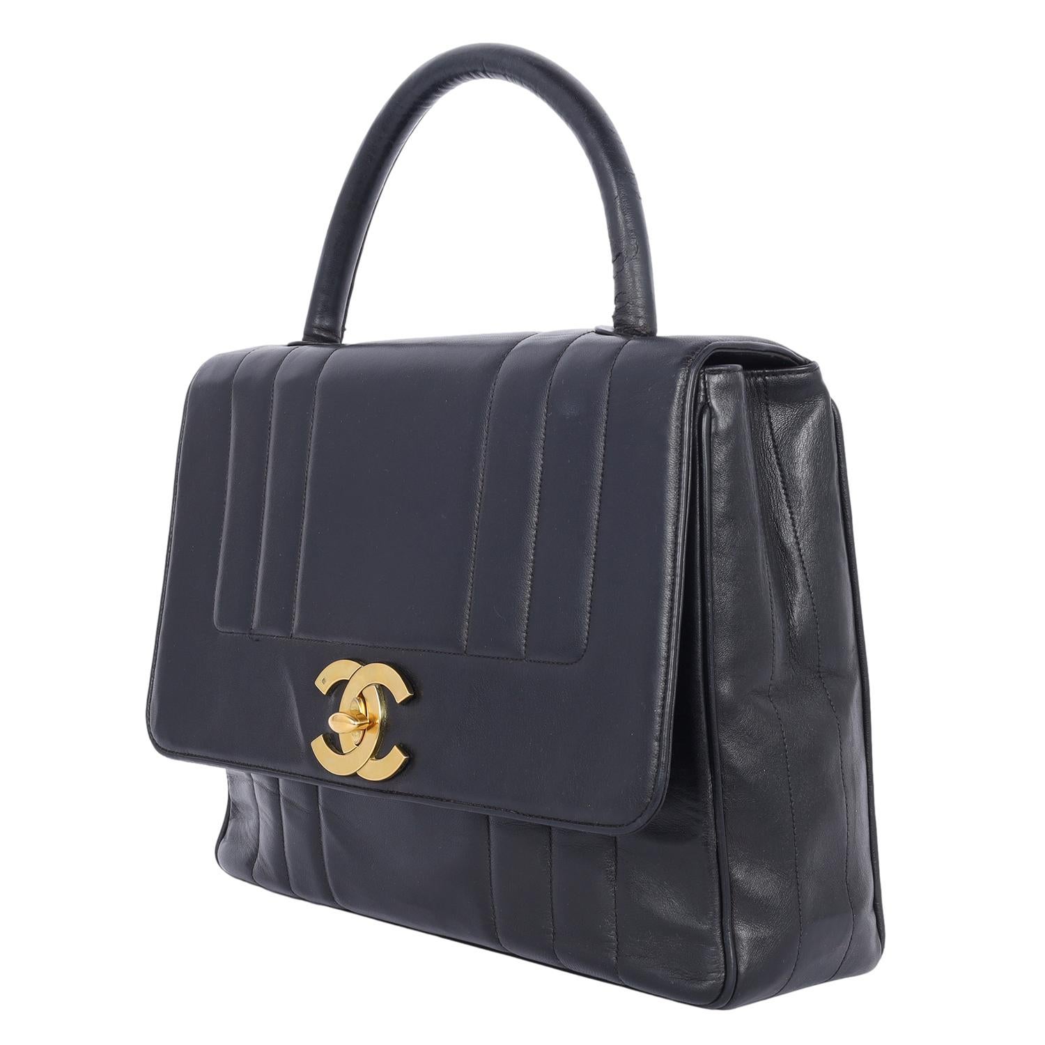 1994 Vintage Chanel Mademoiselle Jumbo Flap Top Handle Bag For Sale 2
