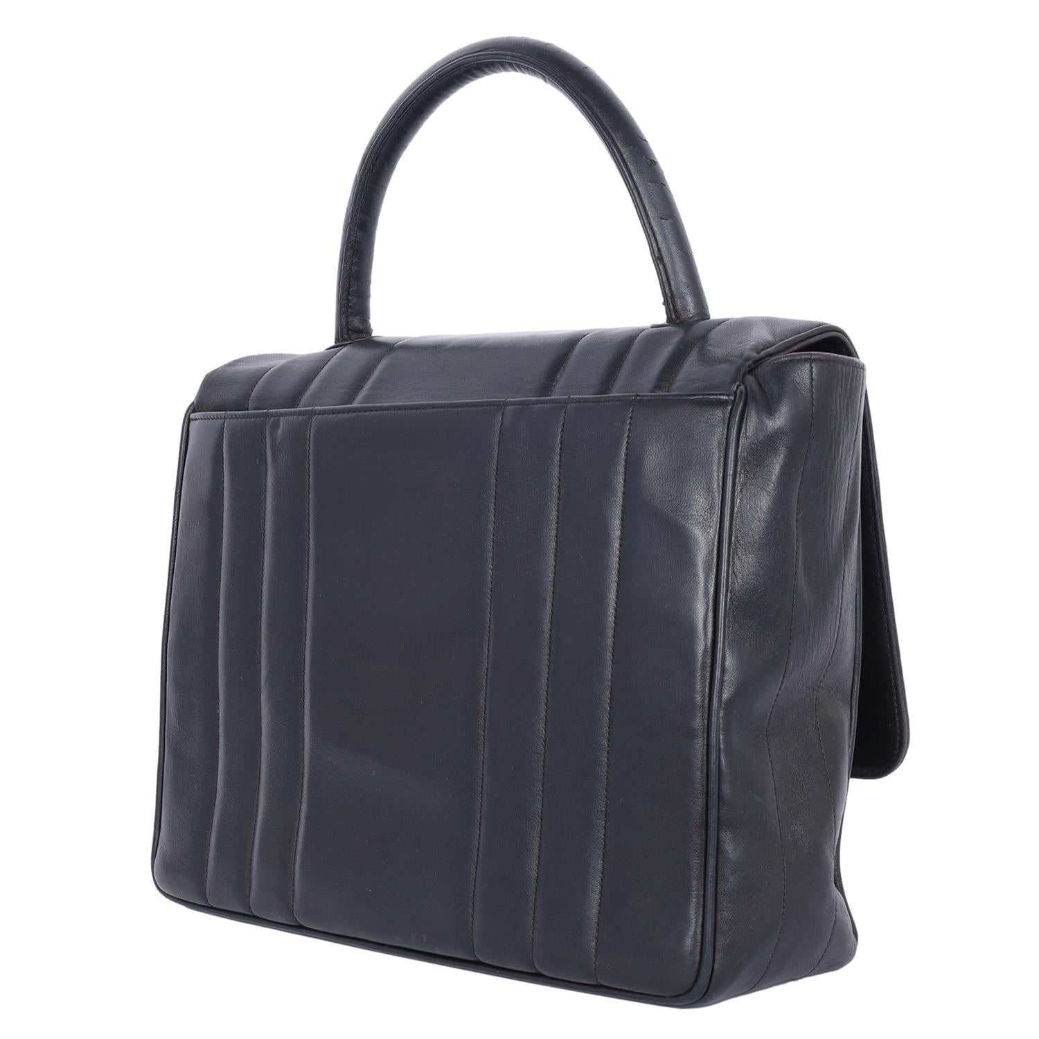 1994 Vintage Chanel Mademoiselle Jumbo Flap Top Handle Bag For Sale 4