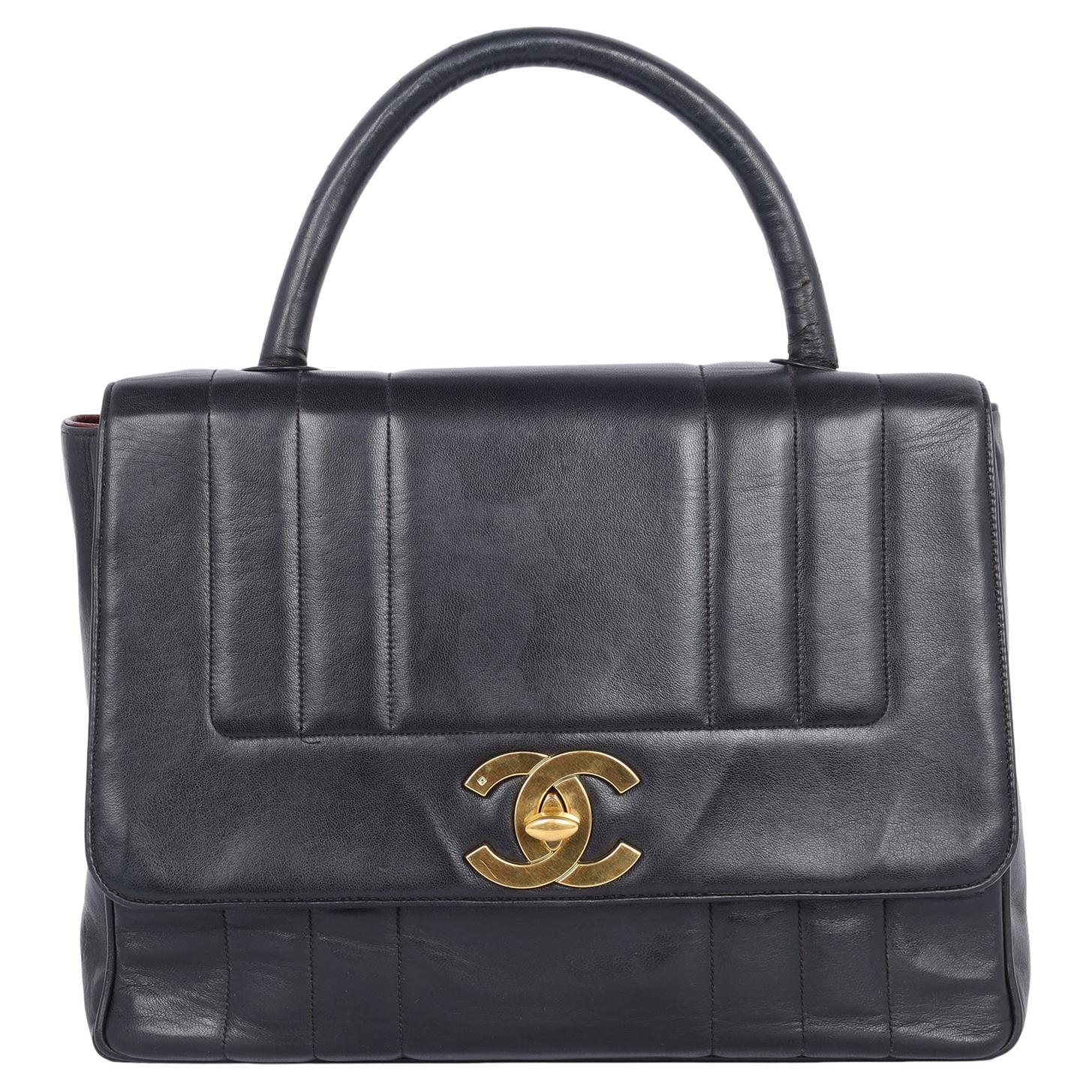 1994 Vintage Chanel Mademoiselle Jumbo Flap Top Handle Bag For Sale