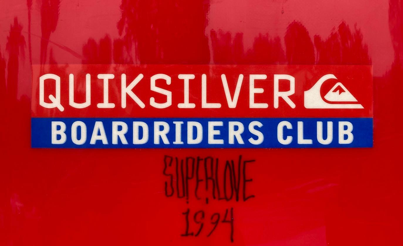 1994 Tabla de surf Vintage Quiksilver Boardriders Club shapeada por Peter Schroff Estadounidense