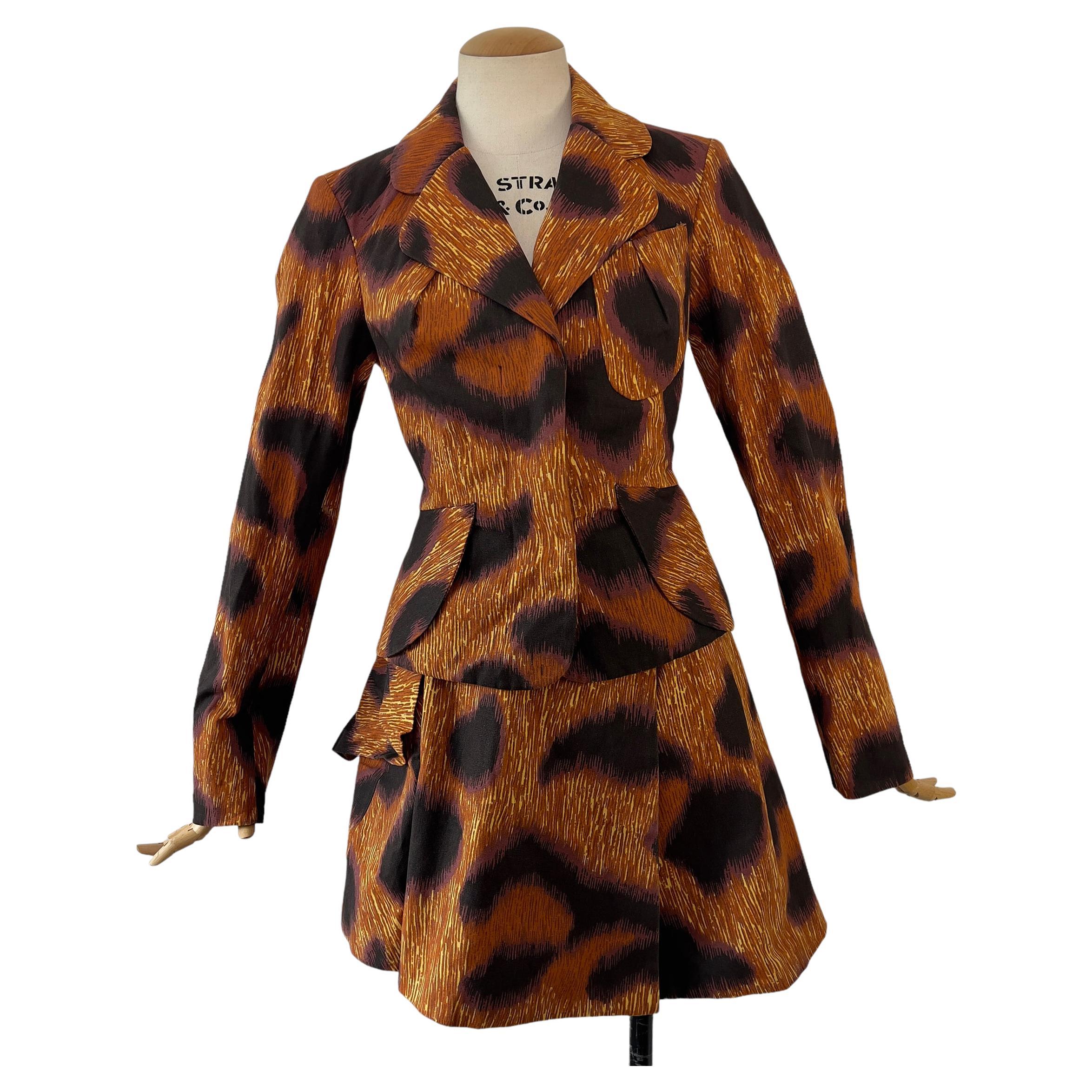 1994 Vivienne Westwood 3-piece Leopard skirt, vest and jacket suit  