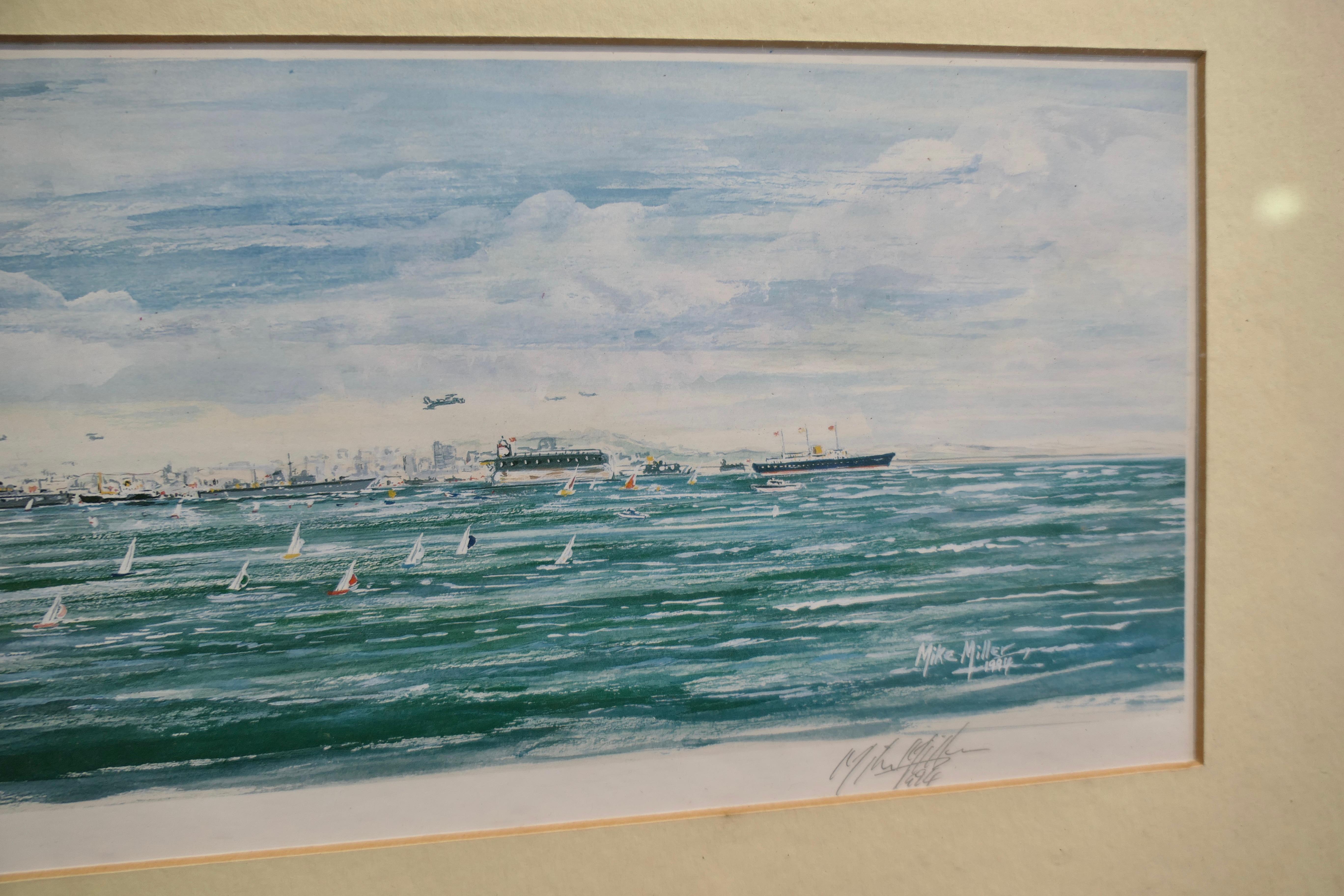 1994 Acuarela, Revisión de la Flota de Spithead por Mike Miller Isabelino en venta